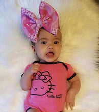 Load image into Gallery viewer, Baby nylon headband/ love pink/ puff bow - Elianna&#39;s Bowtique