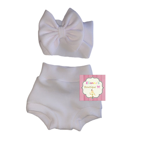 White  set headwrap and bummie/solid white/blanco