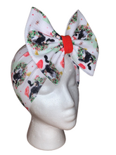 Load image into Gallery viewer, Christmas cow headwrap/headband//bow/navidad