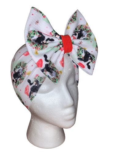 Christmas cow headwrap/headband//bow/navidad