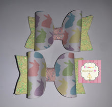 Load image into Gallery viewer, Easter bunnies Piggy tails Set Hair Bows/Faux Leather /paresitos/chongitos/