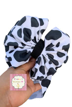 Load image into Gallery viewer, Cow print shredded headwrap/vaca/messy headwrap