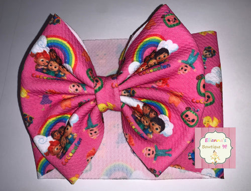 Pink Cocomelon headwrap/headband /bow