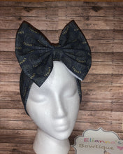 Cargar imagen en el visor de la galería, Black boujee headwrap/headband/bow