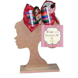 Mazapan clay doll hair bow/clay/ vinyl/fauxleather/cinco de mayo/