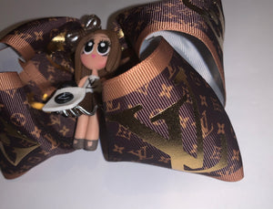 Brown gold Clay doll Hair Bow/moño