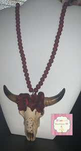 Wine Longhorn necklace/cadena/bull