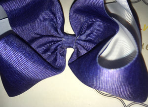 Denim Print  Hair bow - Elianna's Bowtique