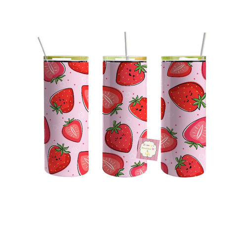 strawberry tumbler cup/fresas