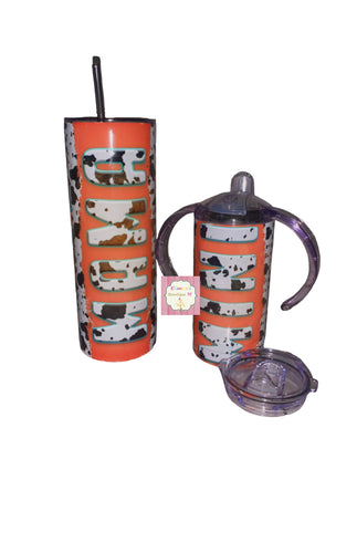 Mama and mini tumbler cups /cow print/ aztec print