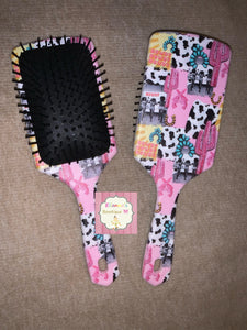 Pink Cow howdy Hair brush