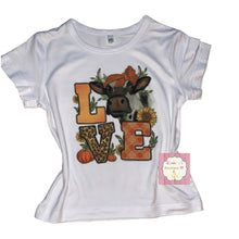 Load image into Gallery viewer, Love fall shirt/ cow/sunflower/ autumn/pumpkin/cowhide