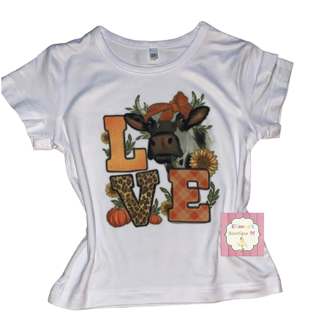 Love fall shirt/ cow/sunflower/ autumn/pumpkin/cowhide