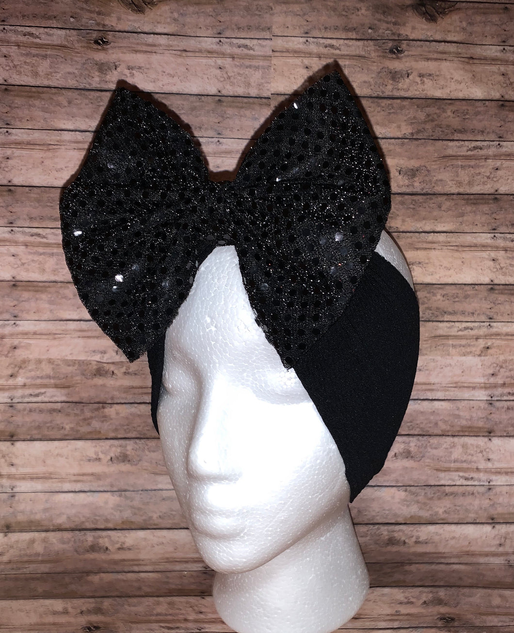 Black christmas sequin headwrap/navidad