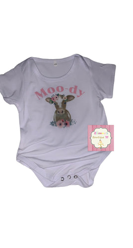 Pink moody cow shirt / vaca