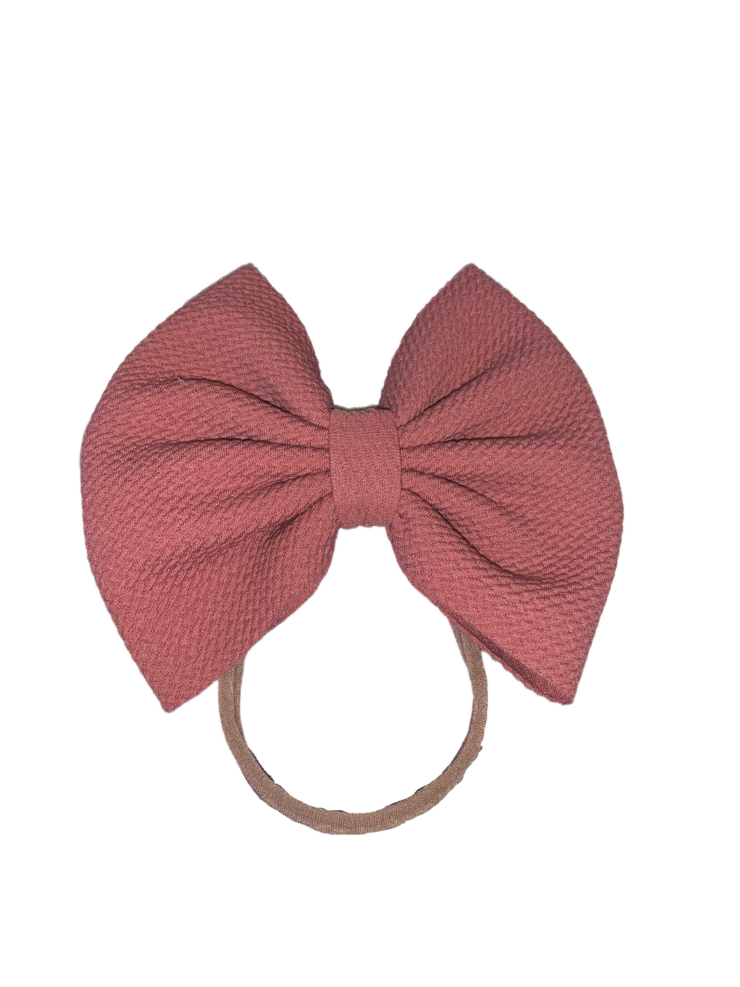 Baby mauve nylon headband/clip bow/