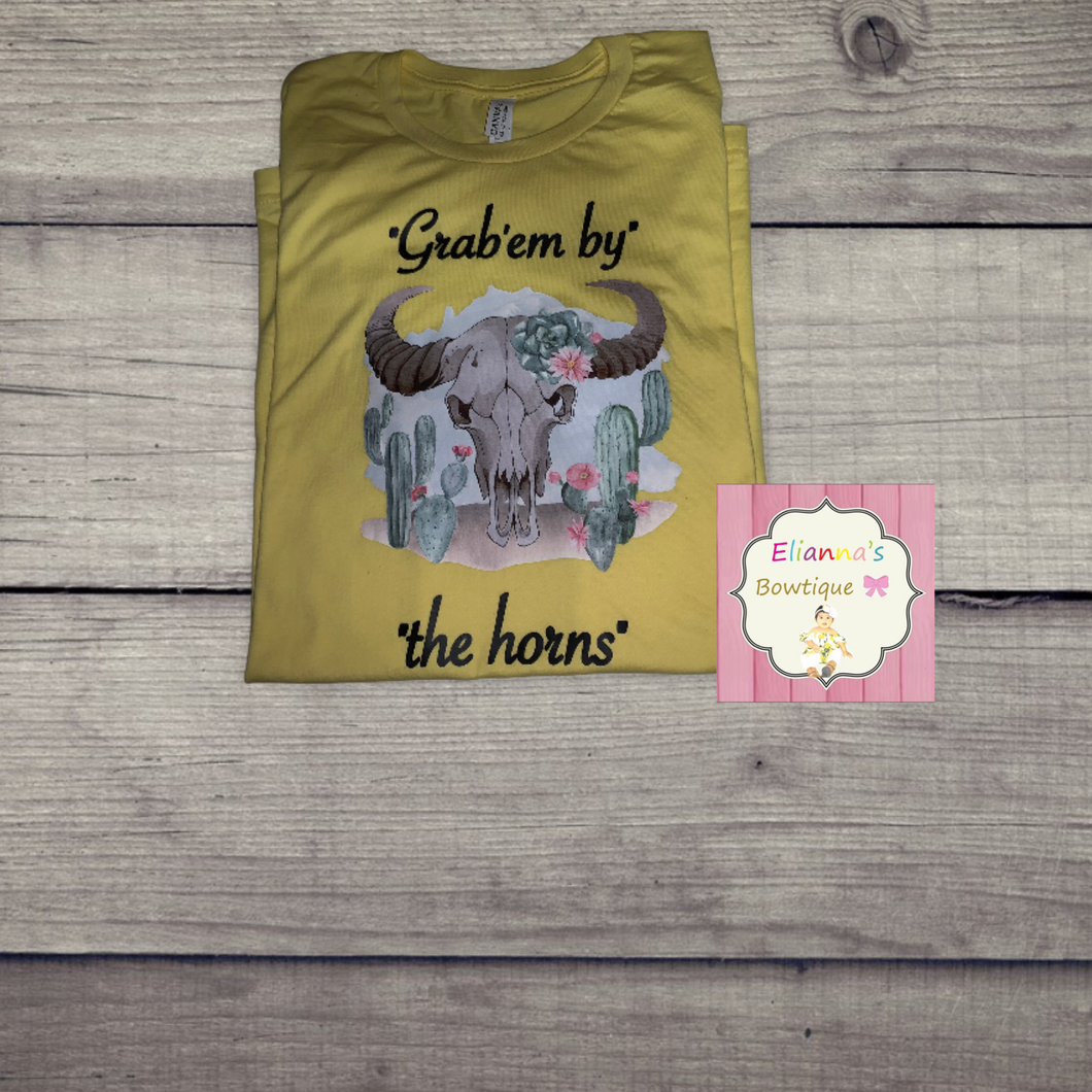 Cactus Longhorns bull head shirt/motherdaughter/torro