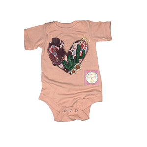 Baby cowhide western heart shirt /cowhide/aztec print