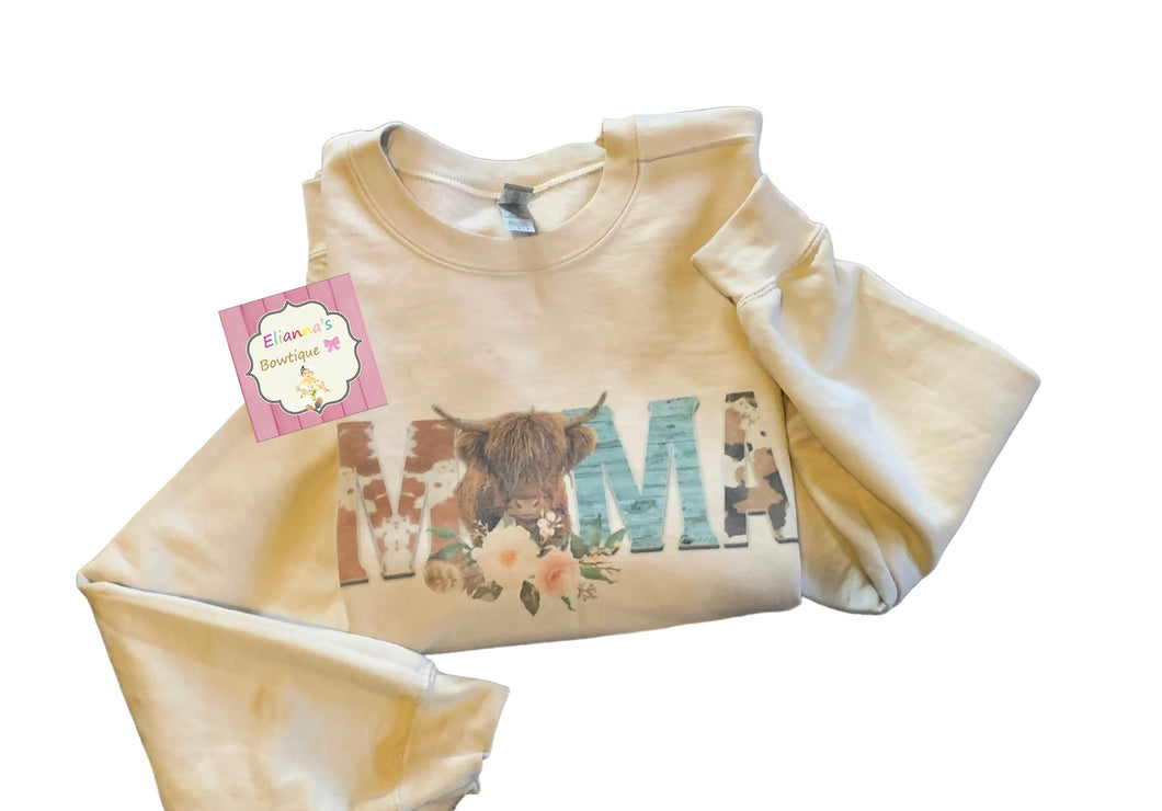 Mama cow Crewneck sweatshirt /sueter/cowhide