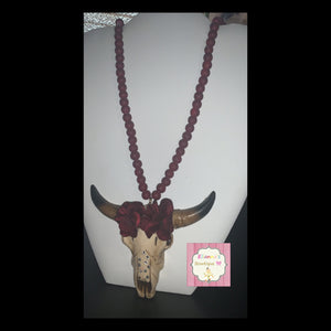 Wine Longhorn necklace/cadena/bull