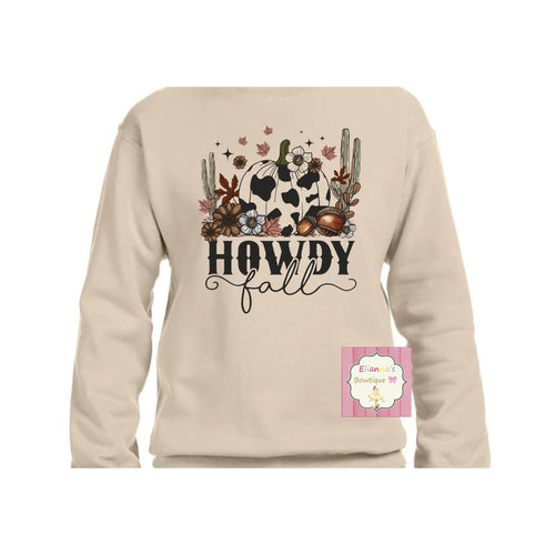 Crewneck sweatshirt howdy fall/retro fall/ sweater/sueter/cow print pumpkin/