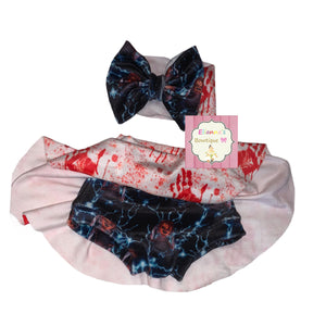 Chucky halloween Skirted bummie and headwrap/