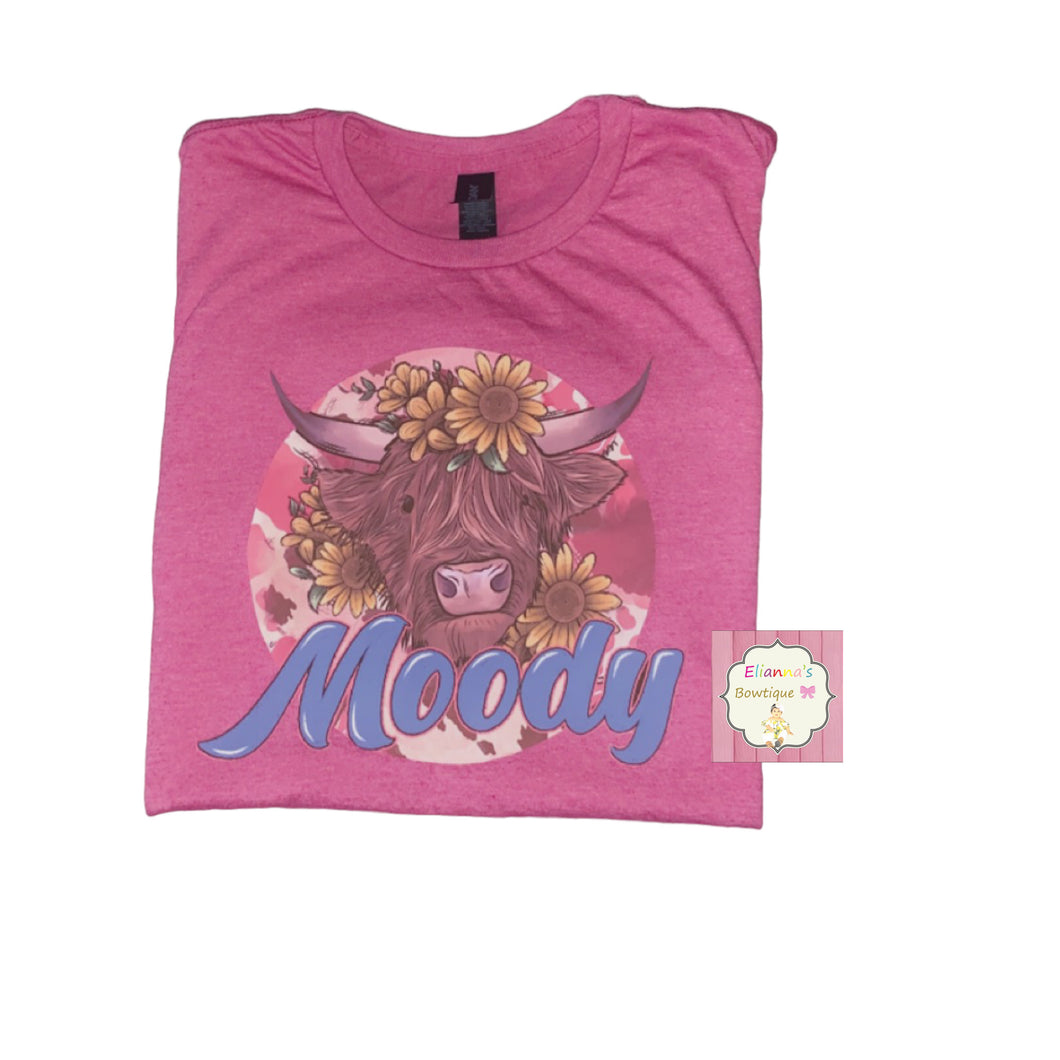 Moody highland cow shirt/sunflower