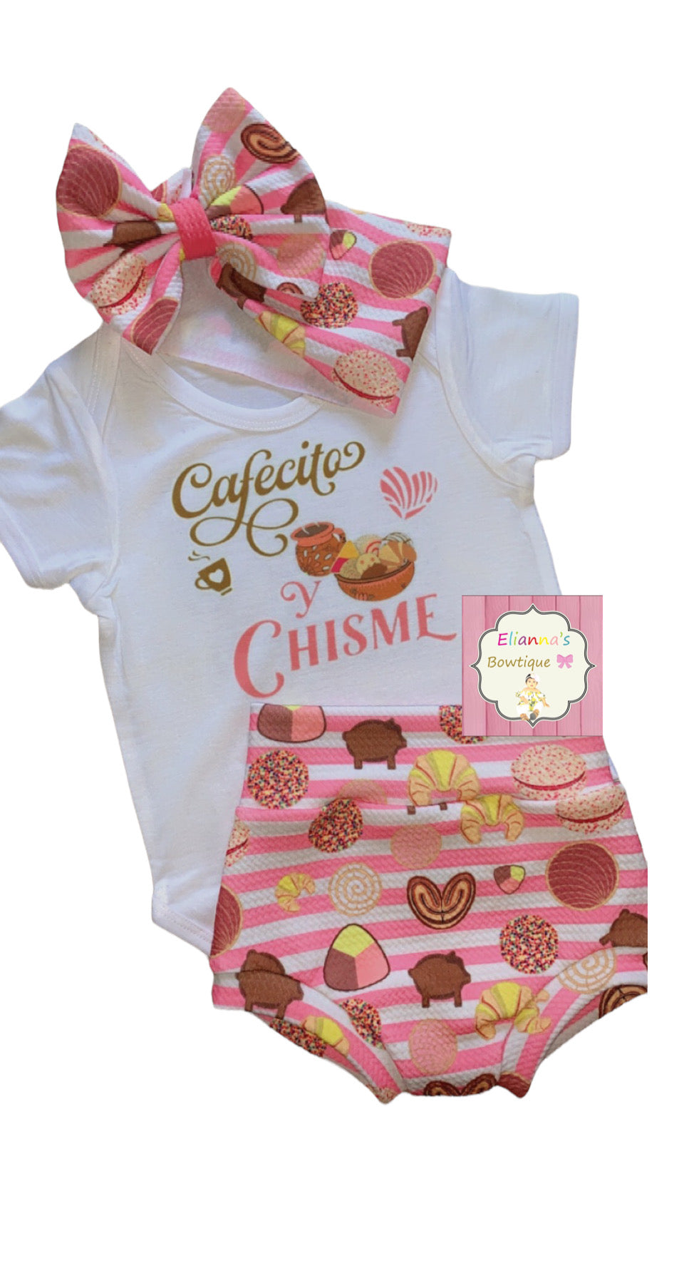 Cafecito y chisme set headwrap,bummie and Shirt/san juditas