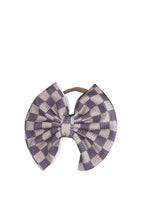 Load image into Gallery viewer, Grey squares headwrap/clip bow/