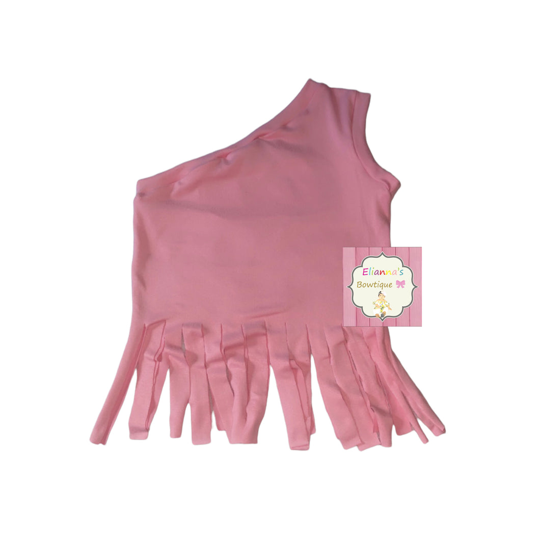 Pink One shoulder shirt/fringe/one shoulder