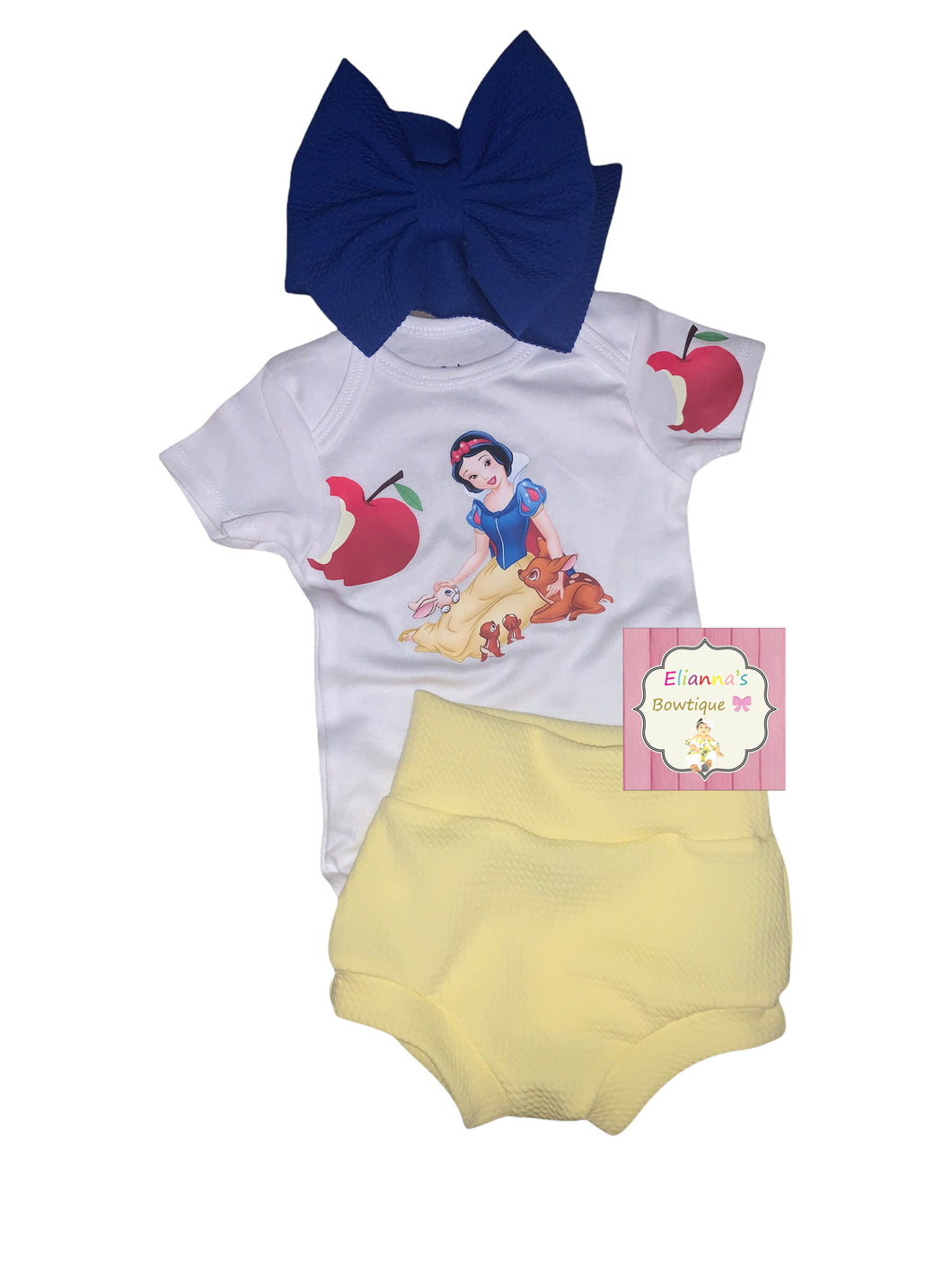 Snow white set headwrap ,shirt &  bummie/ blanca nieves/princess