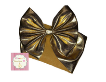 Load image into Gallery viewer, Christmas Gold headwrap/clip bow/Navidad