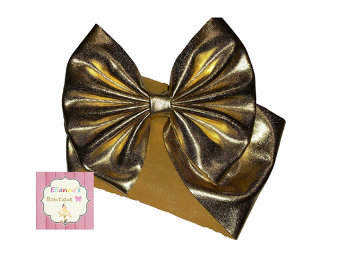 Christmas Gold headwrap/clip bow/Navidad