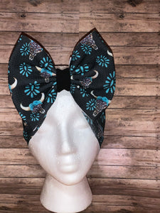 Turquoise bull head/ longhorn headwrap