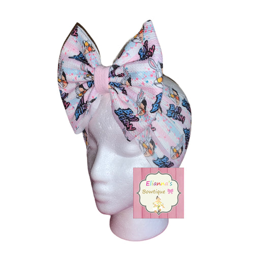 Pink Bad Bunny Headwrap/clip bow