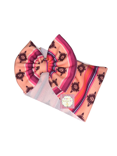 Pink aztec print headwrap/ rosa