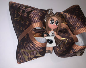 Brown gold Clay doll Hair Bow/moño