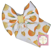 Load image into Gallery viewer, Baby oranges headwrap/bow/summer/naranjas/fruta
