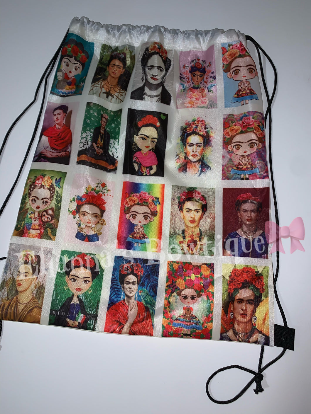 Frida kahlo Drawstring backpack /bolsa/ bag - Elianna's Bowtique