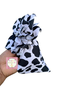 Cow print shredded headwrap/vaca/messy headwrap