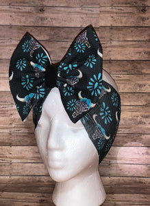 Turquoise bull head/ longhorn headwrap