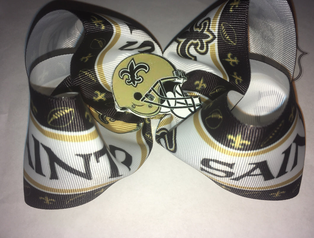 New Orleans Saints Football Hair Bow - Elianna's Bowtique