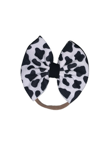 Black Cow print hair bow/clip bow/vaca/western