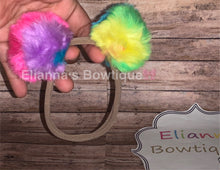 Load image into Gallery viewer, Baby Nylon piggy tails set pompoms/ chongitos/paresito