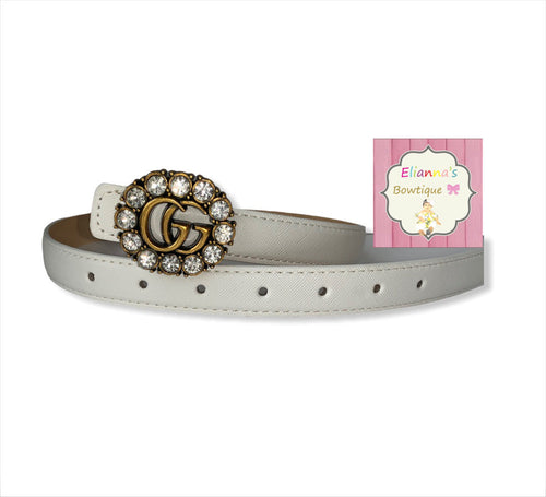 White GG belt /unisex /baby / toddler/belts