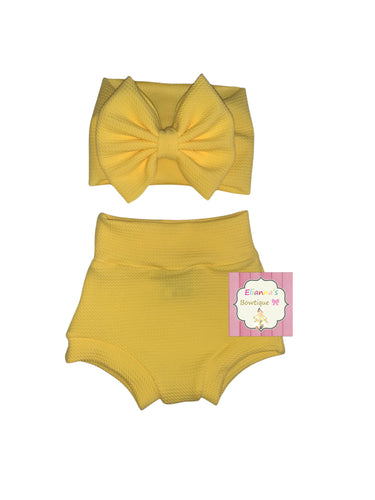 Yellow set headwrap and bummie/winnie the pooh/ Amarillo