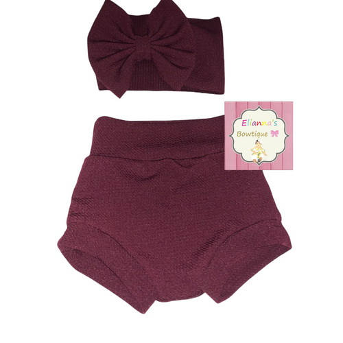 burgundy set headwrap and bummie//solid /gindo/fall