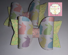 Load image into Gallery viewer, Easter bunnies Piggy tails Set Hair Bows/Faux Leather /paresitos/chongitos/