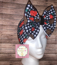 Load image into Gallery viewer, Baby black plaid pumpkins headwrap