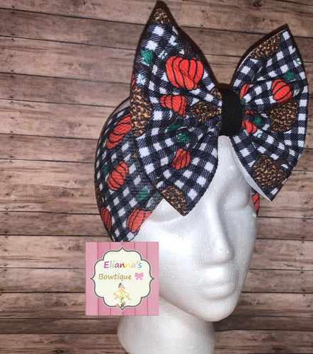 Baby black plaid pumpkins headwrap